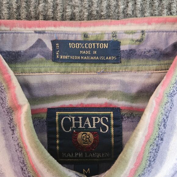 Vintage Chaps Ralph Lauren Shirt Mens Medium Multicolor Southwestern Striped - Picture 2 of 11